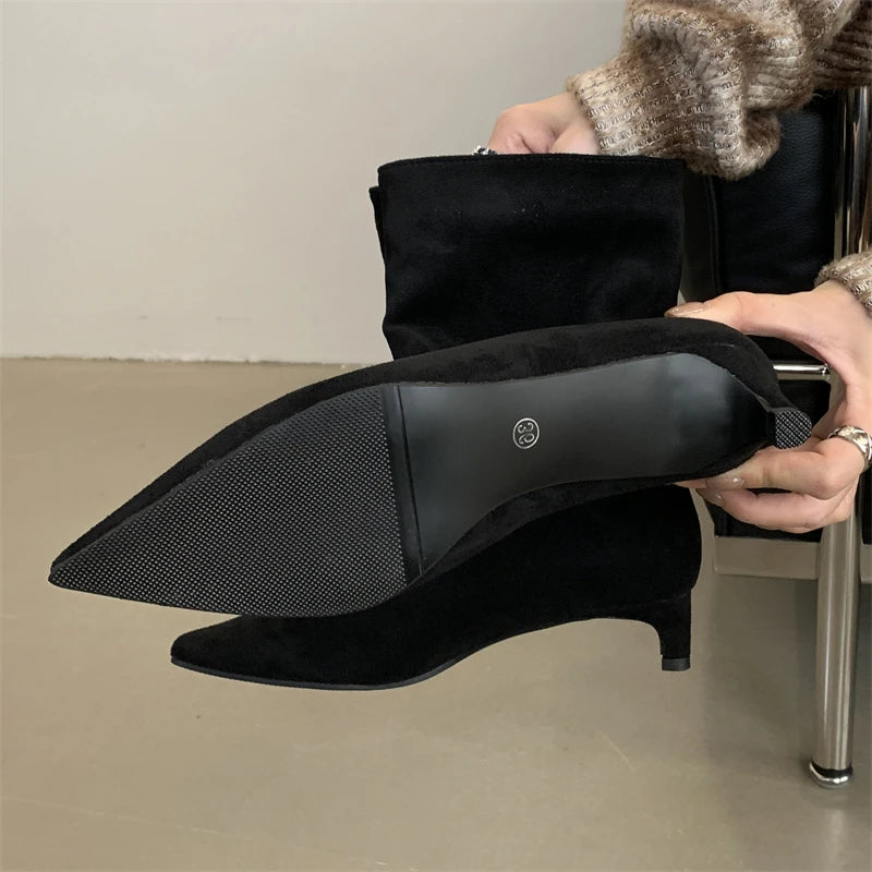 Stivali Maria – Eleganti Stivali in Suede Marrone