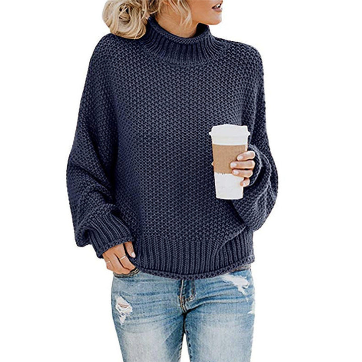 Maglione Donna Oversized in Maglia Spessa con Collo Alto