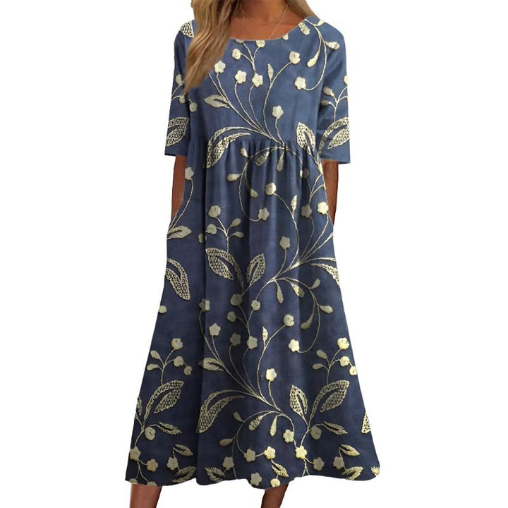 Margaux - Vestito midi elegante con ricamo floreale