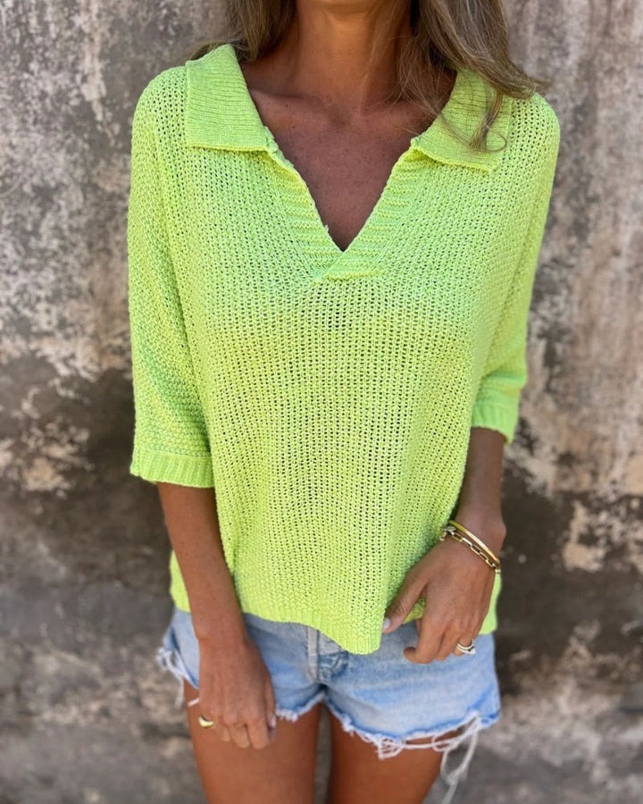 Peyton - Pullover Casual a Maglia con Maniche Lunghe e Scollatura a V