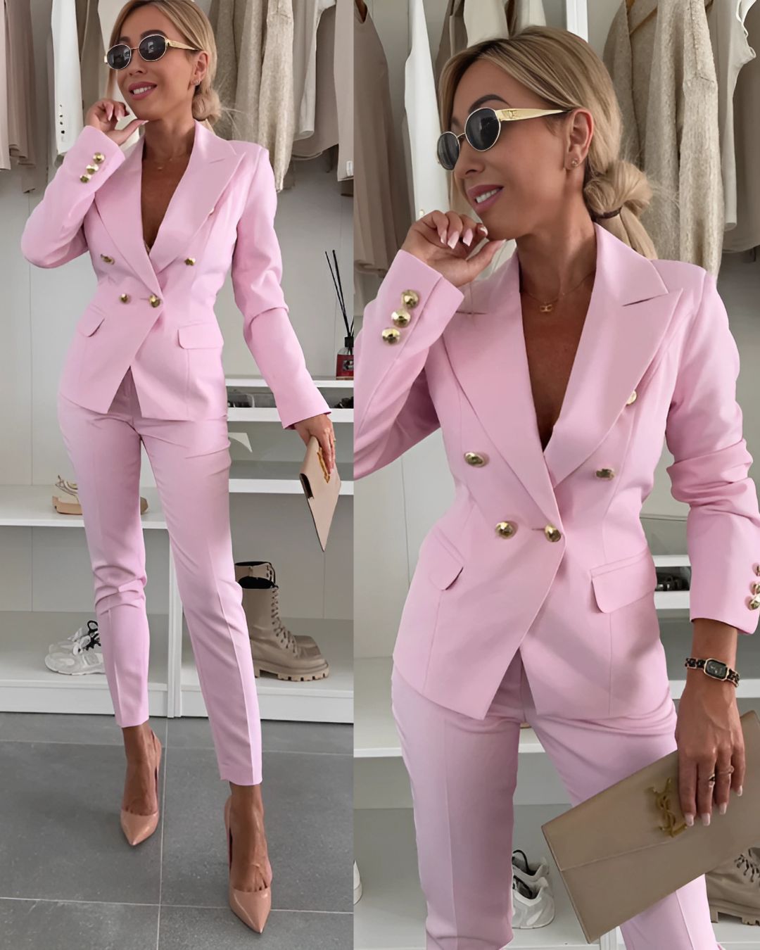 Completo Donna Doppiopetto – Blazer su Misura & Pantaloni Eleganti