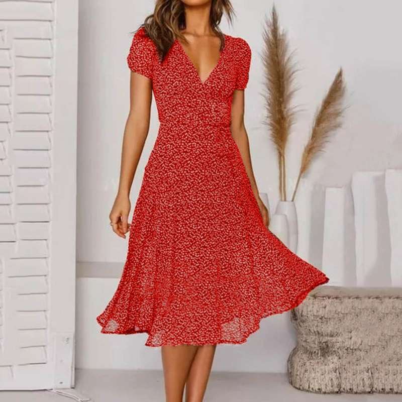 Abito a Linea con Scollo a V e Gonna Fluida | Perfetto per l'Autunno