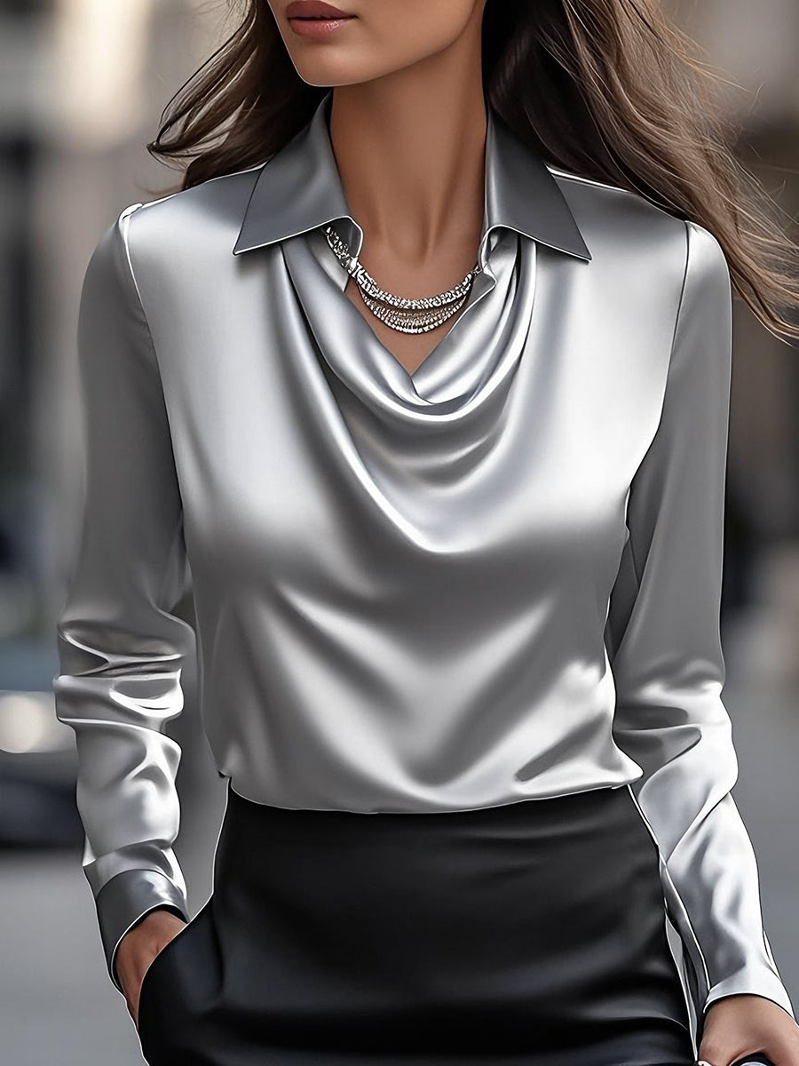 Nyx - Top da donna con scollatura drappeggiata elegante