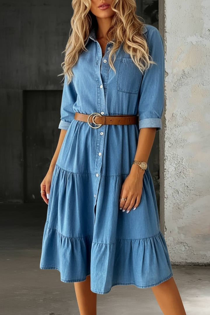 Barbara | Vestito Casual Elegante in Denim