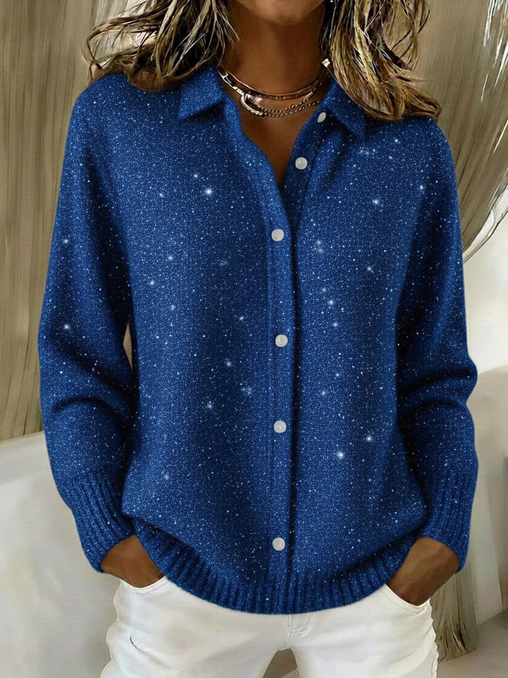 Maglione di Natale per donne con bottoni e paillettes e dettagli scintillanti