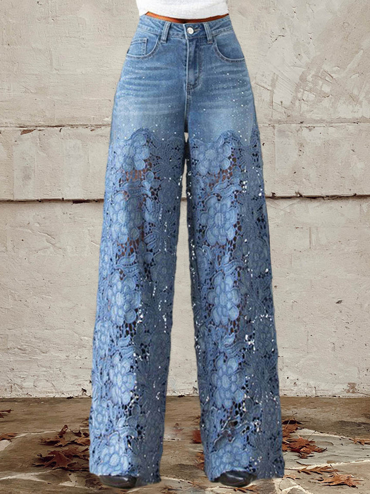 JULIANA – JEANS A LEGGING AMPIO CON DETTAGLI IN PIZZO