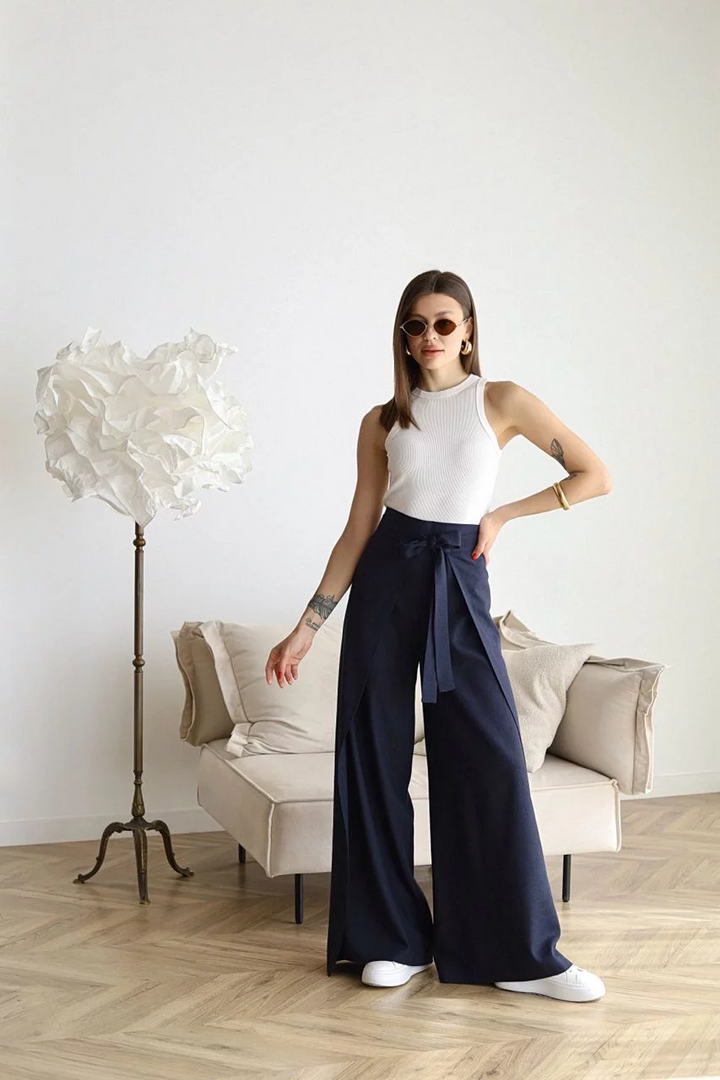 ARIANE – PANTALONI IN LINO DONNA A LEGGING AMPIO