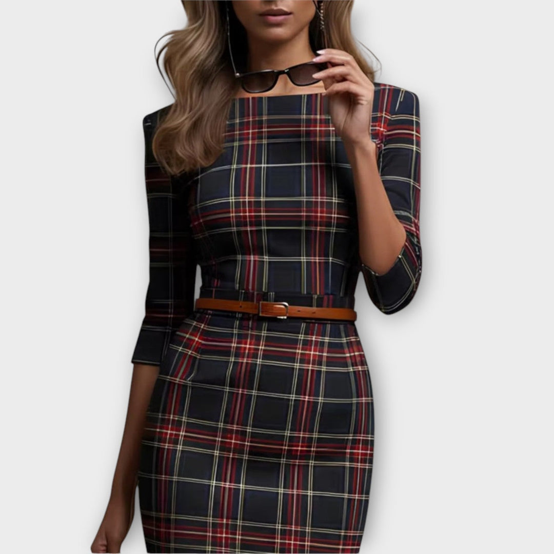 Abito Midi Pencil a Quadri Elegante