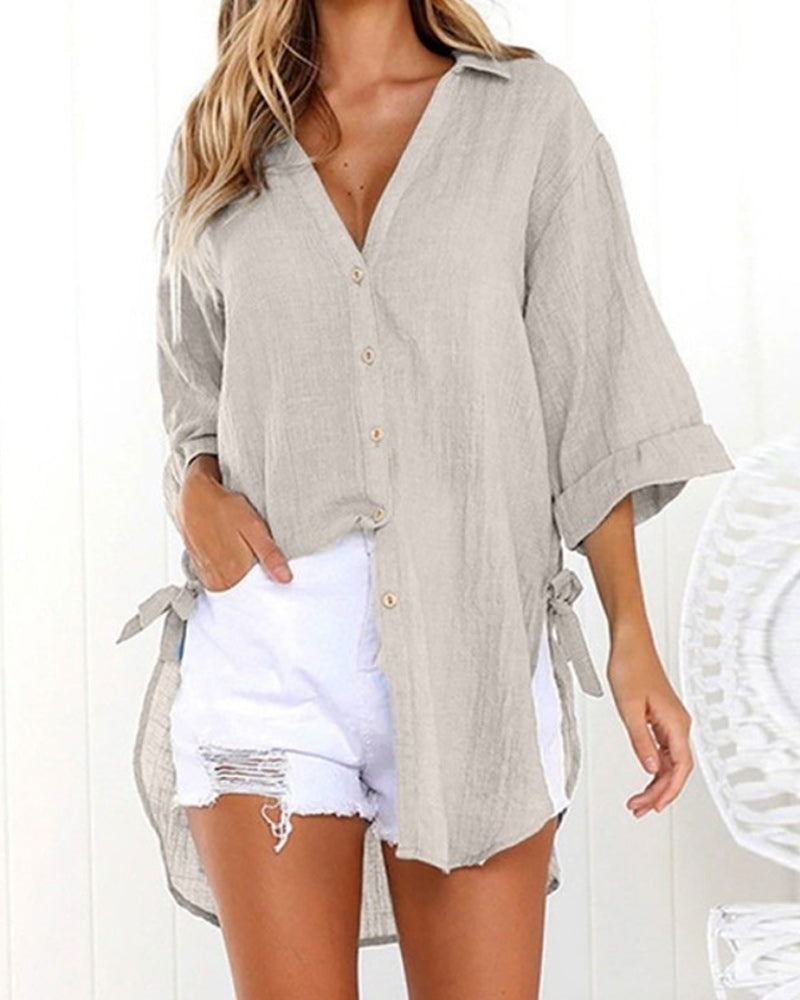 Camicia Lunga con Legature sui Lati