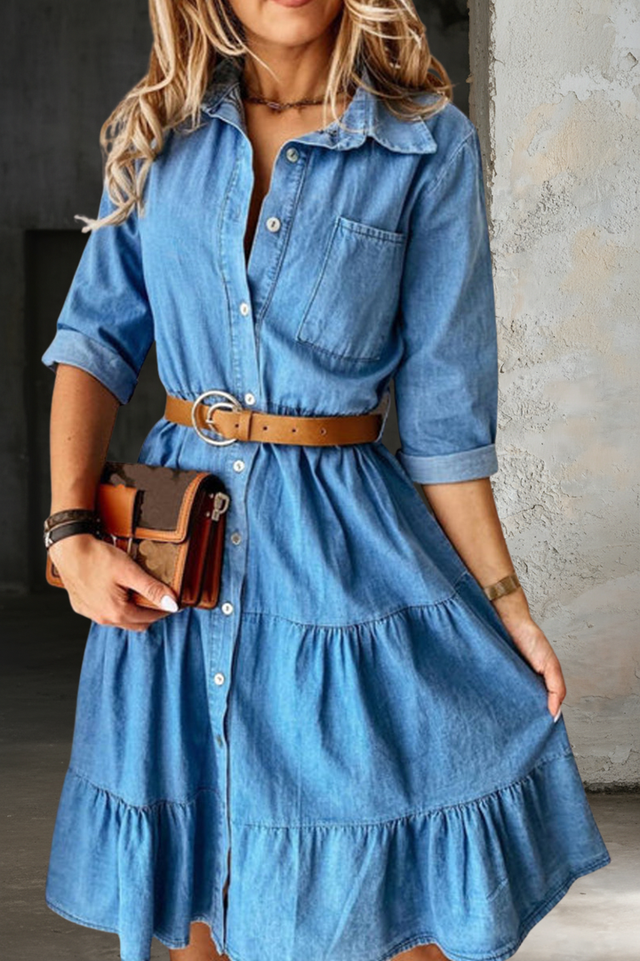 Barbara | Vestito Casual Elegante in Denim
