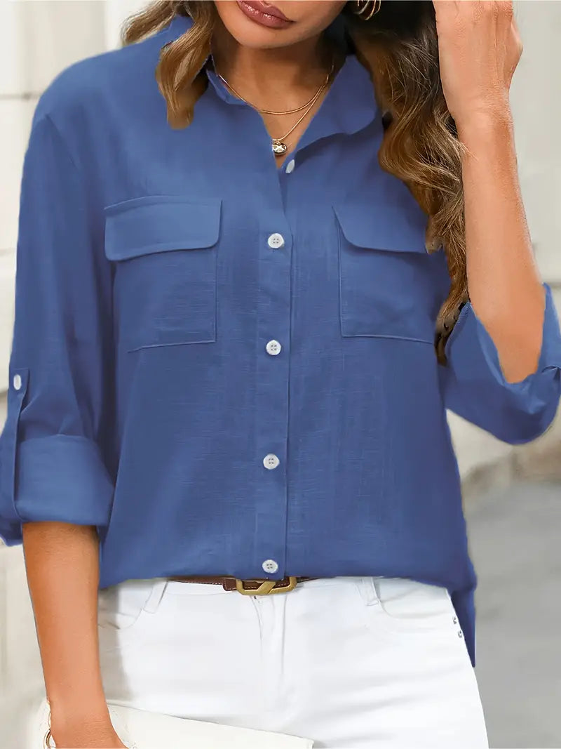 Athena - Camicia di Cotone con Tasche Frontali