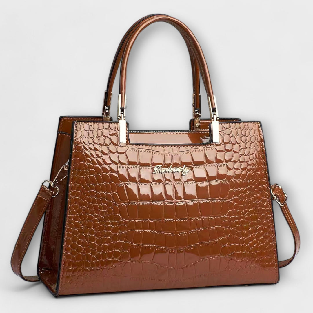 Borsa a Mano con Motivo Coccodrillo Lucido