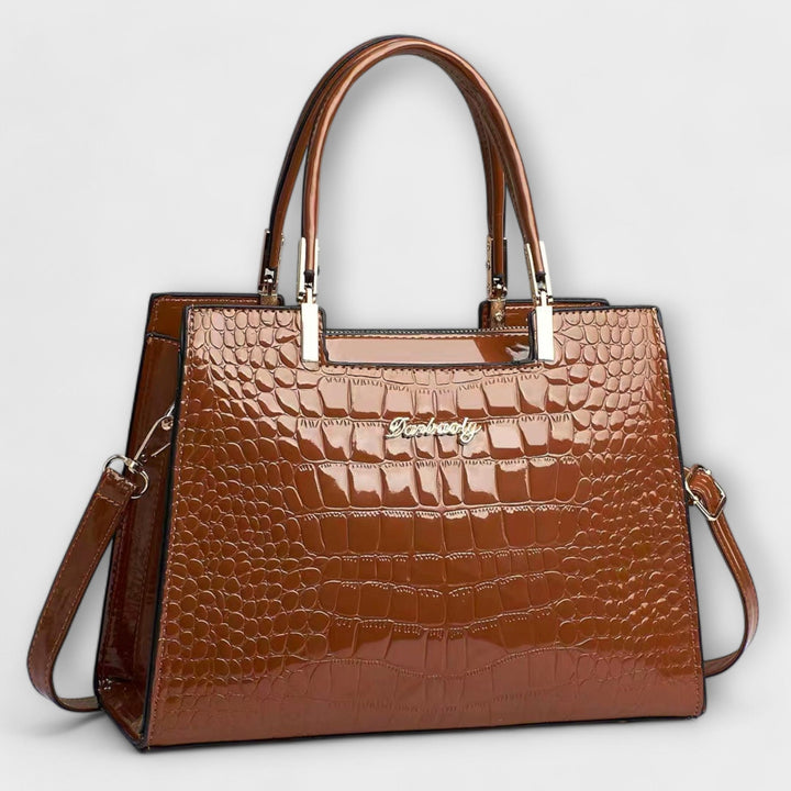 Borsa a Mano con Motivo Coccodrillo Lucido