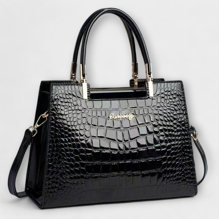 Borsa a Mano con Motivo Coccodrillo Lucido