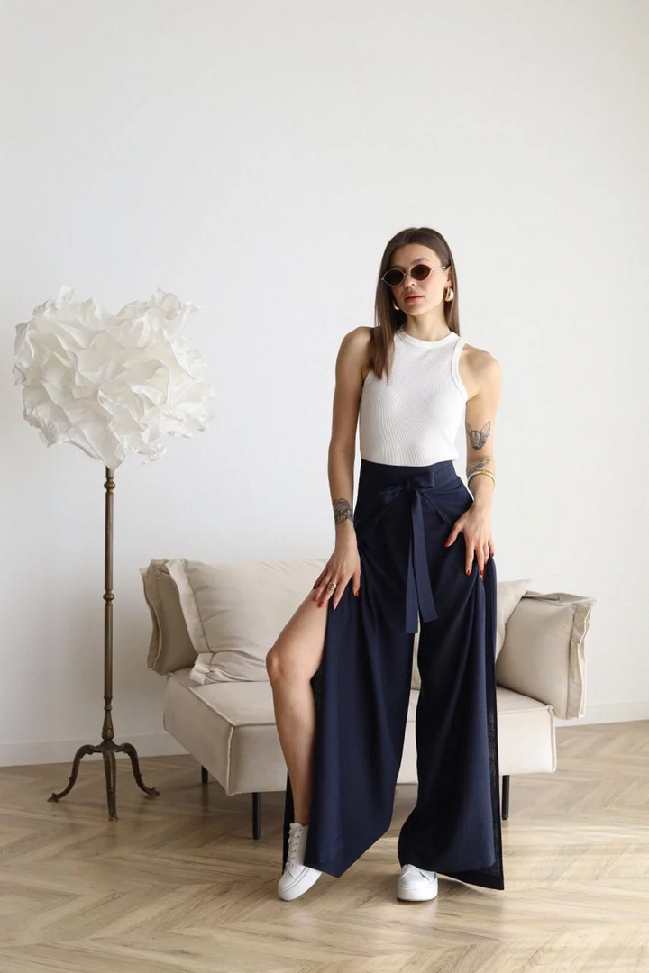 Maelis - Pantaloni Larghi in Lino