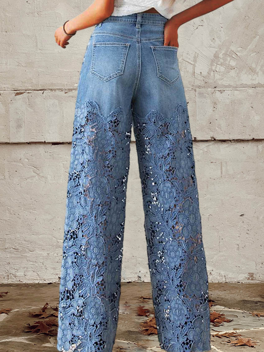 JULIANA – JEANS A LEGGING AMPIO CON DETTAGLI IN PIZZO