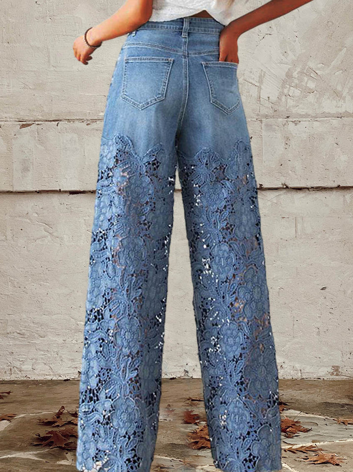 JULIANA – JEANS A LEGGING AMPIO CON DETTAGLI IN PIZZO