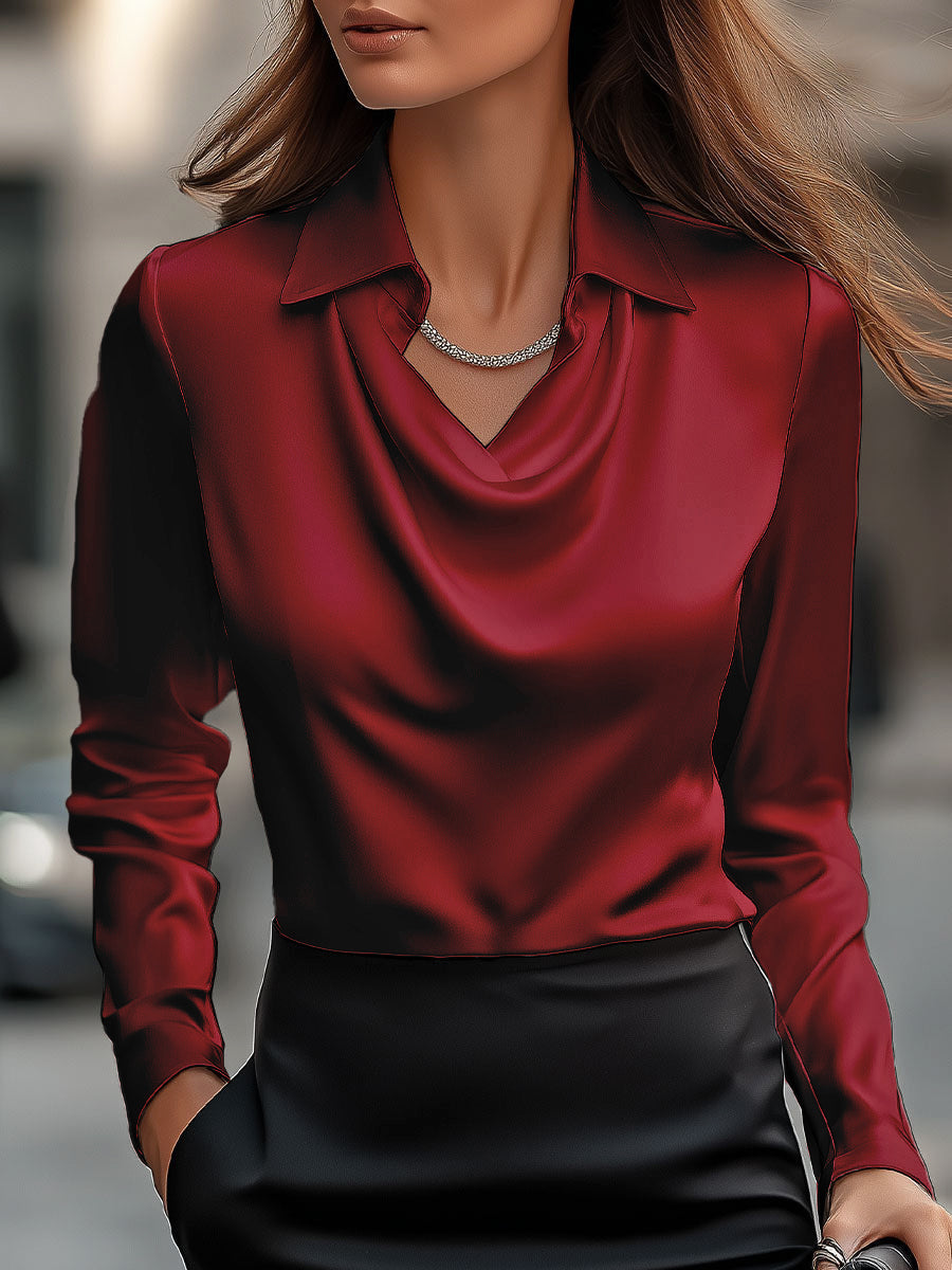 Nyx - Top da donna con scollatura drappeggiata elegante