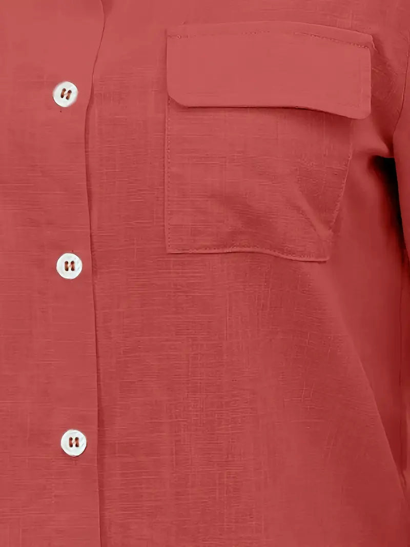Athena - Camicia di Cotone con Tasche Frontali