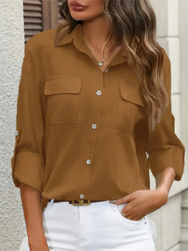 Athena - Camicia di Cotone con Tasche Frontali