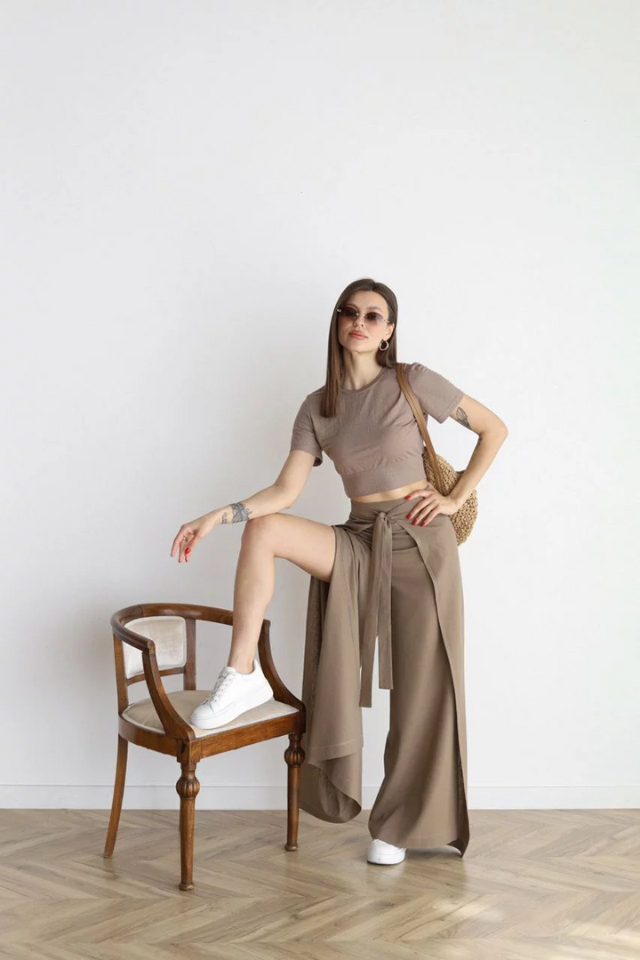 ARIANE – PANTALONI IN LINO DONNA A LEGGING AMPIO
