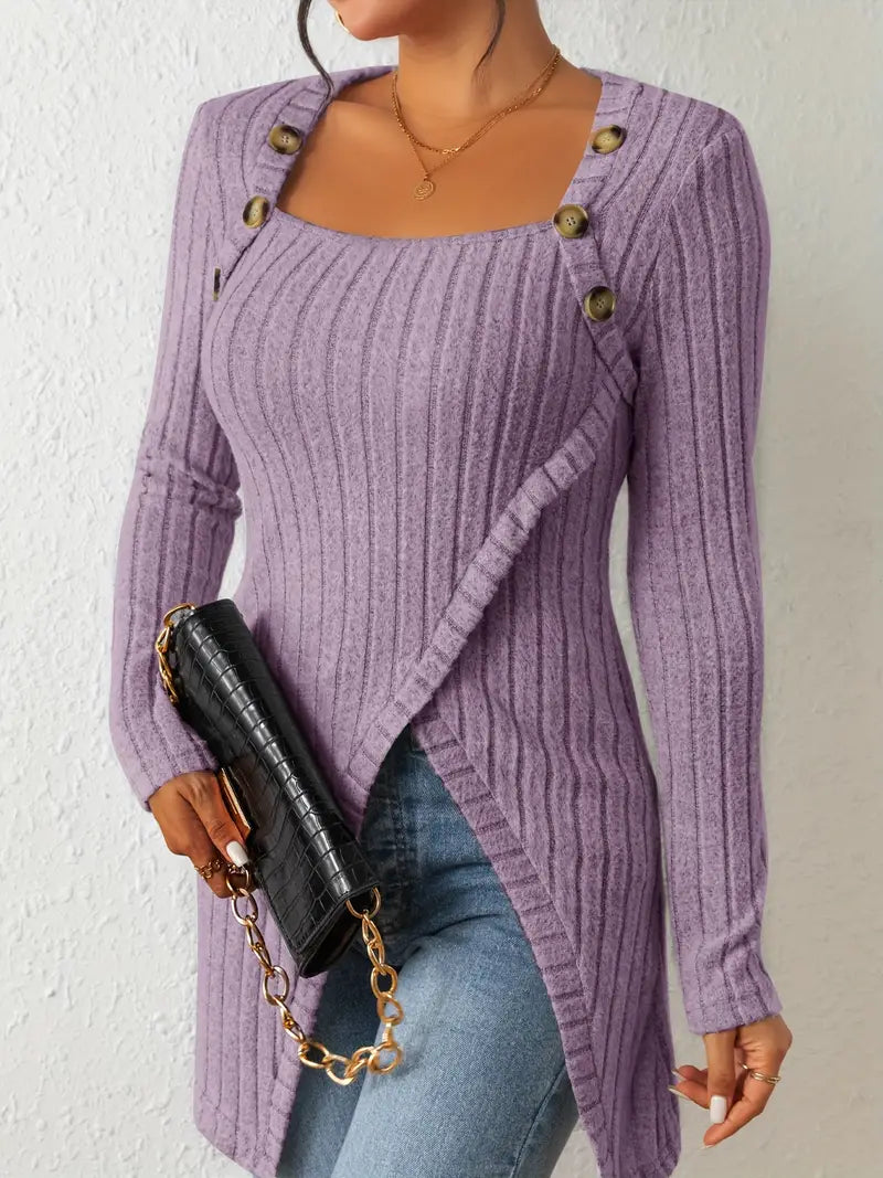 Julia™ - Top Asimmetrico a Costine alla Moda