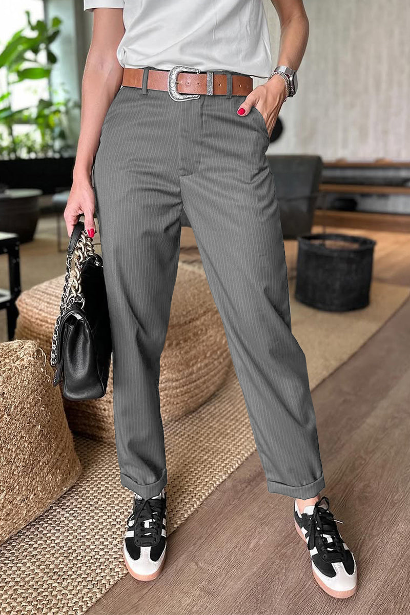 Pantaloni Suit Corti a Righe Casual da Donna