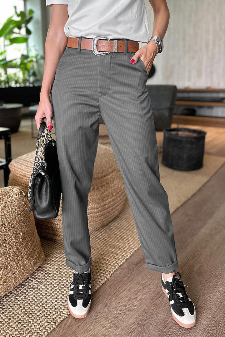 Pantaloni Suit Corti a Righe Casual da Donna