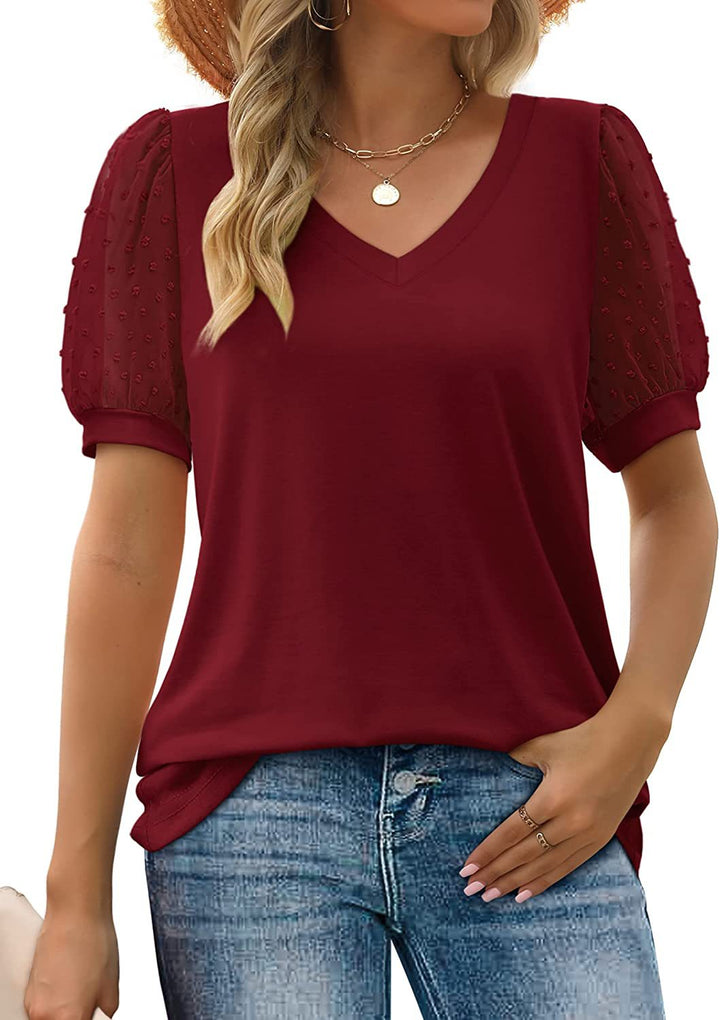 Rema – Top V-Neck con Maniche Trasparenti