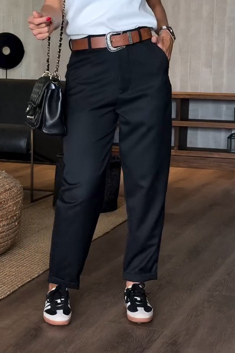 Pantaloni Suit Corti a Righe Casual da Donna