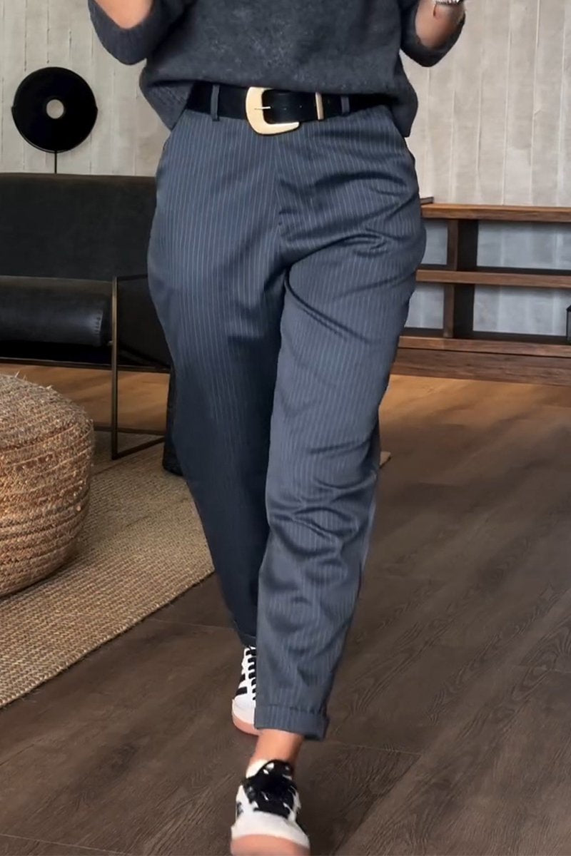 Pantaloni Suit Corti a Righe Casual da Donna
