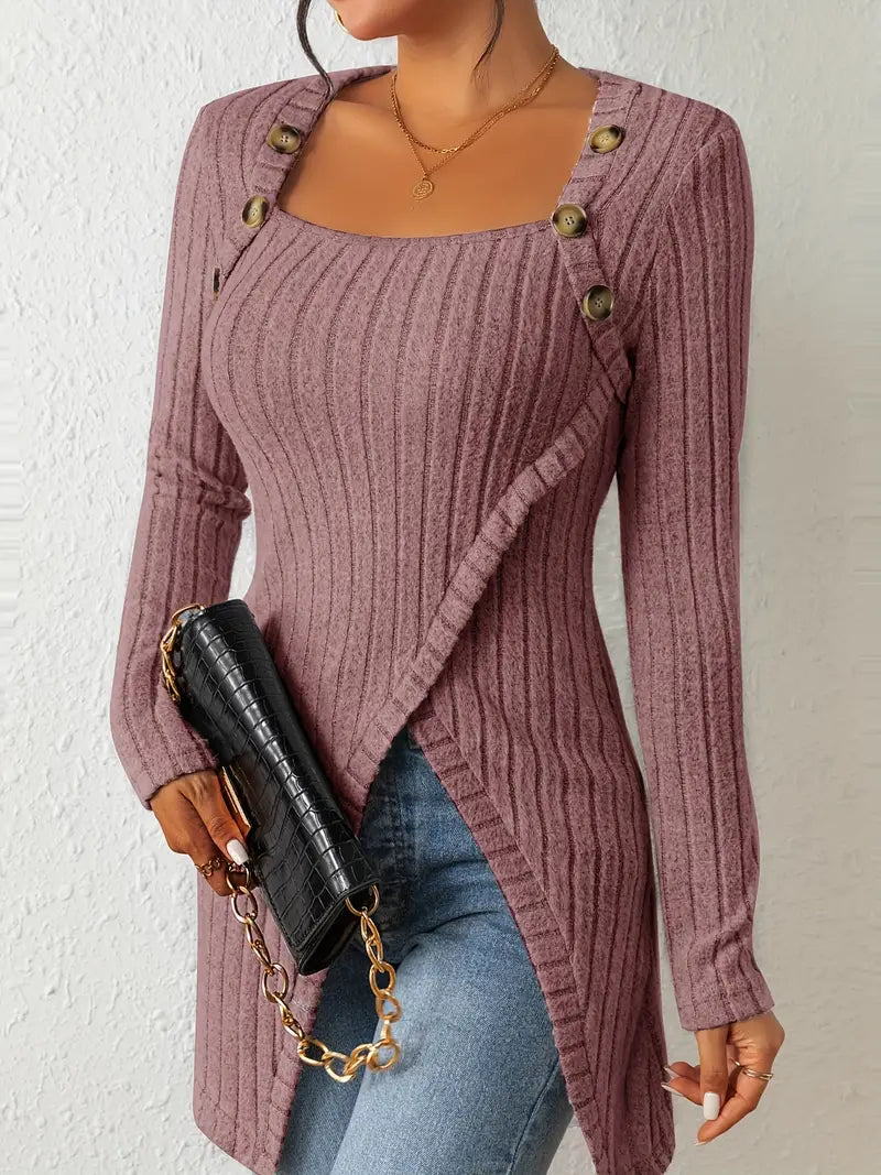 Julia™ - Top Asimmetrico a Costine alla Moda