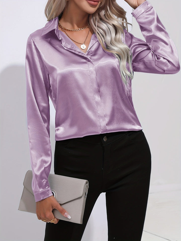 Luna - Blusa Satinata con Bottoni