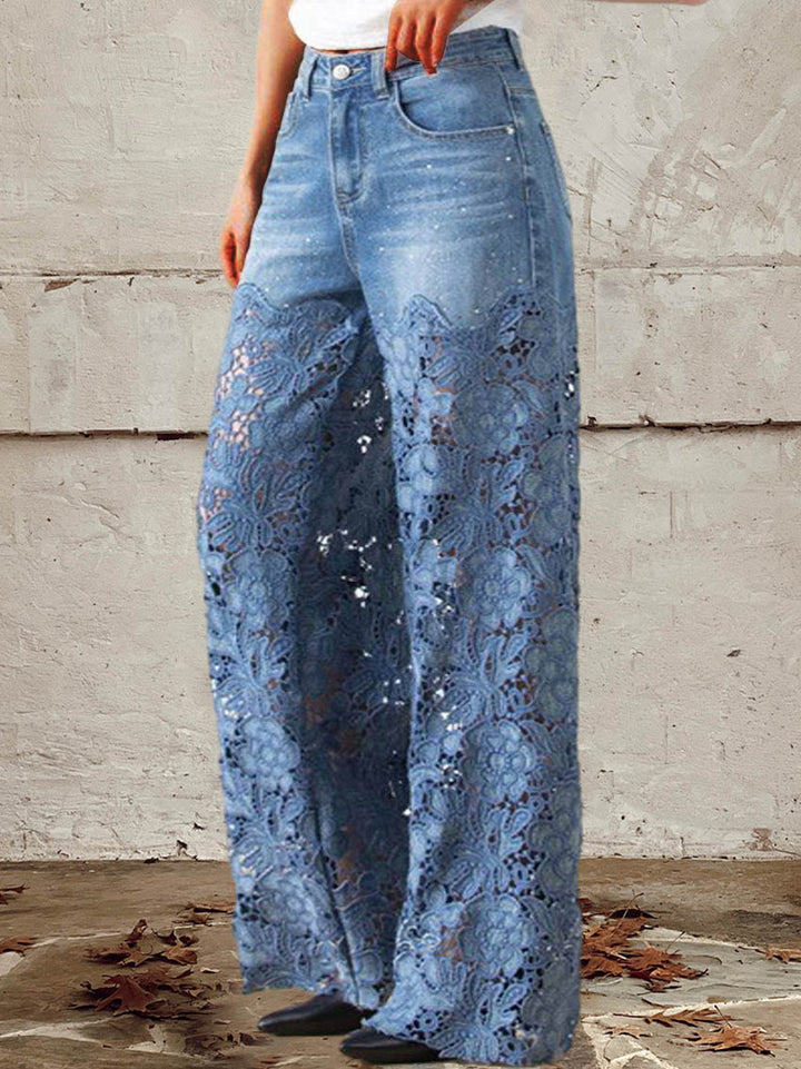 JULIANA – JEANS A LEGGING AMPIO CON DETTAGLI IN PIZZO