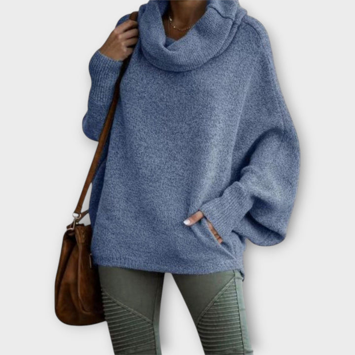 Maglione Oversize con Collo a Cowl e Vestibilità Relaxed