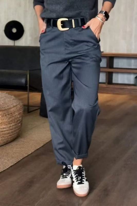 Pantaloni Suit Corti a Righe Casual da Donna