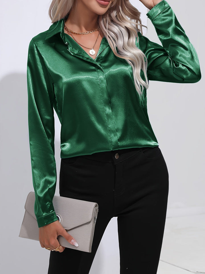 Luna - Blusa Satinata con Bottoni