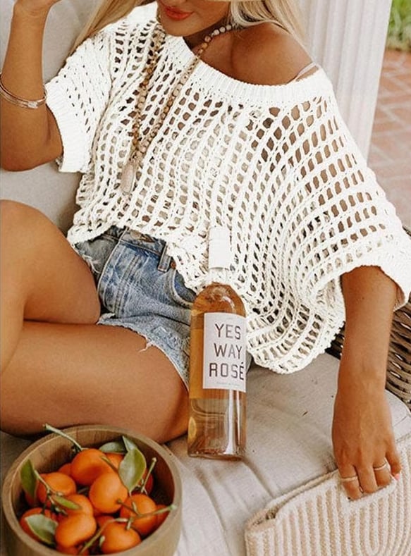 Danae - Top in Maglia all'Uncinetto Casual con Ritagli