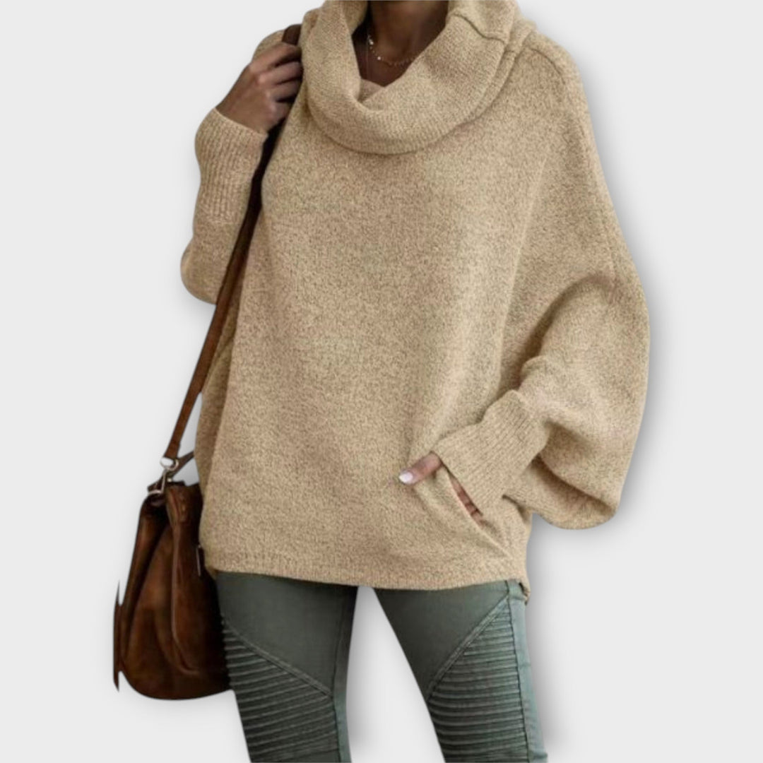Maglione Oversize con Collo a Cowl e Vestibilità Relaxed