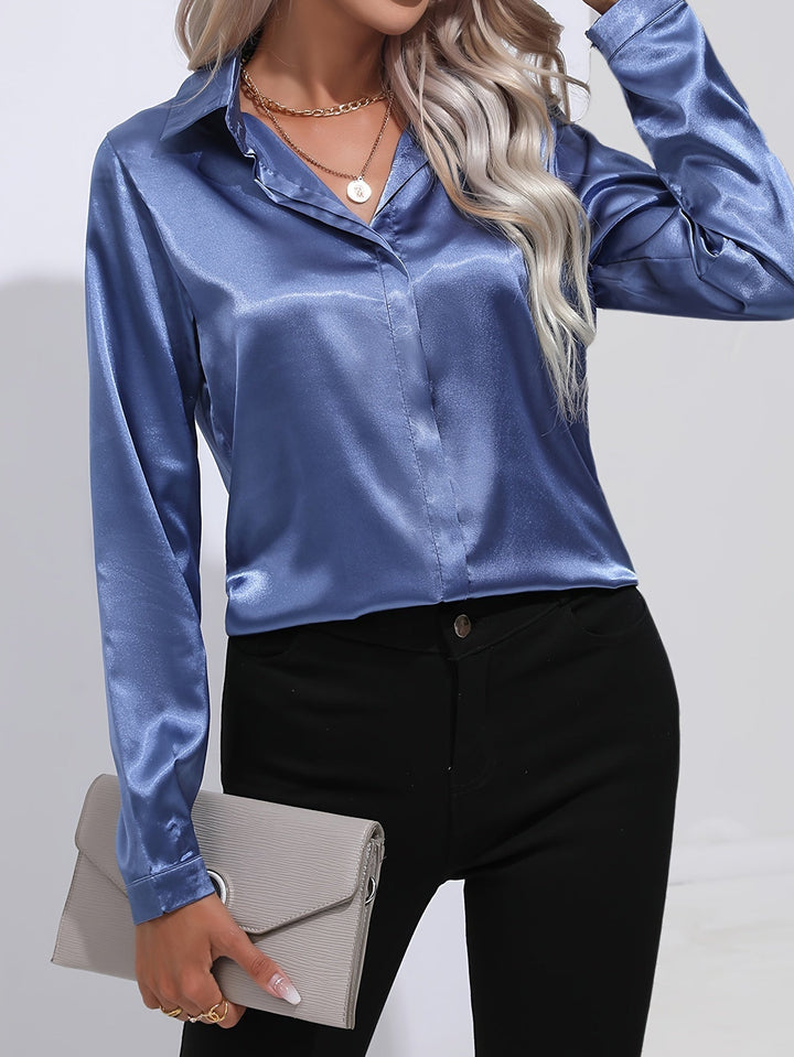 Luna - Blusa Satinata con Bottoni