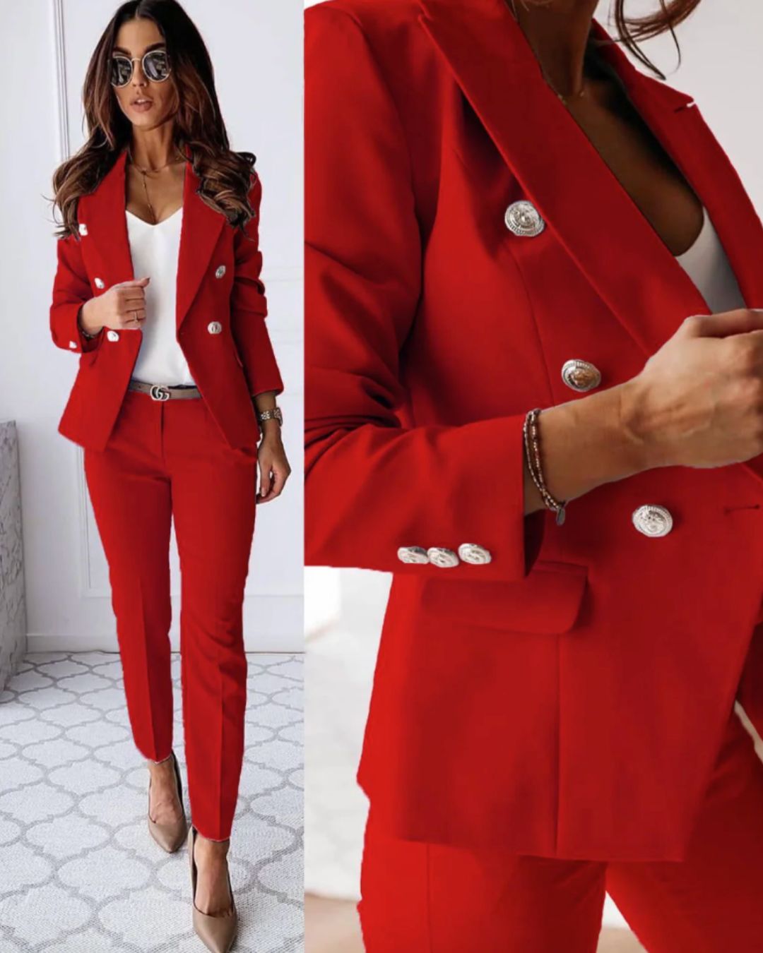 Completo Donna Doppiopetto – Blazer su Misura & Pantaloni Eleganti