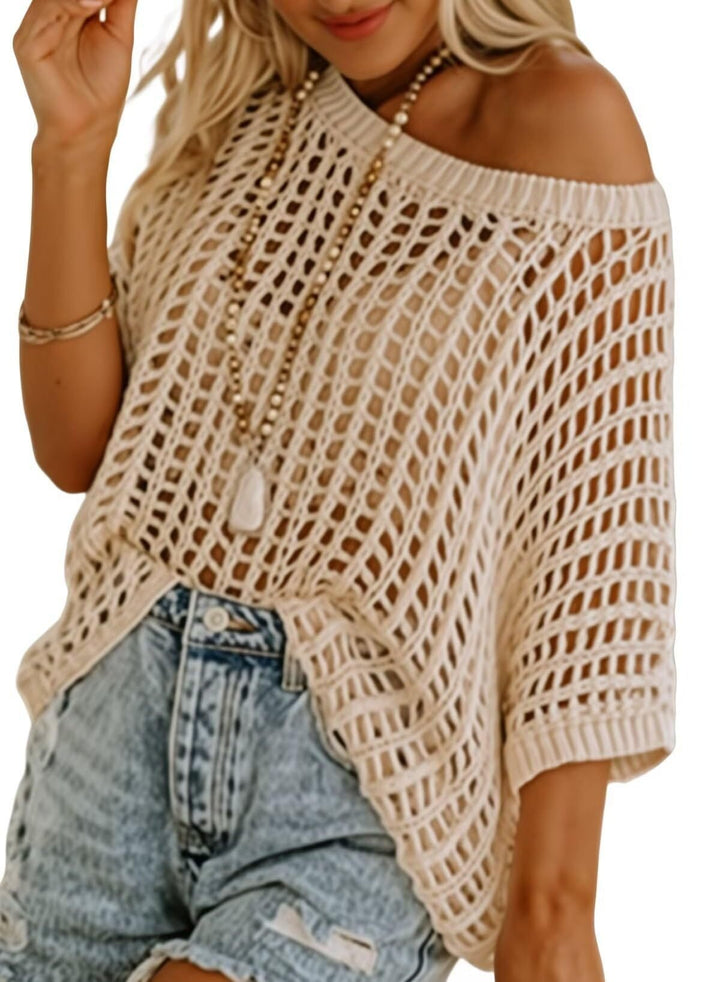 Danae - Top in Maglia all'Uncinetto Casual con Ritagli