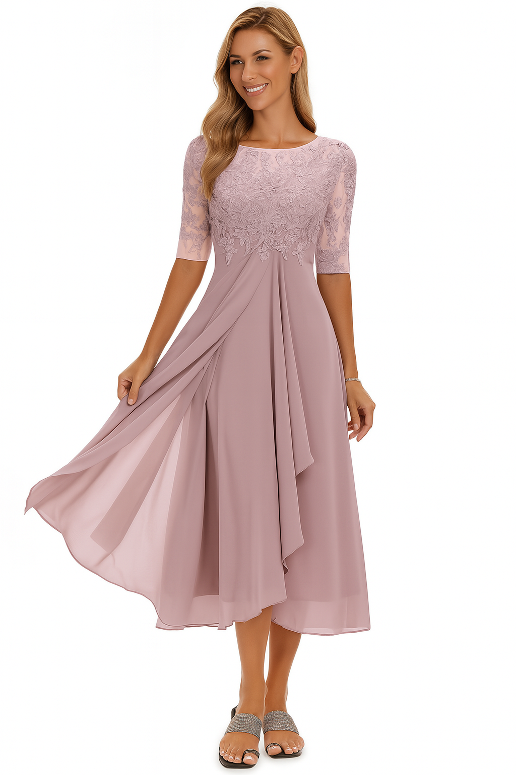 Ximena - Elegante Vestito in Pizzo per Donna al Ginocchio