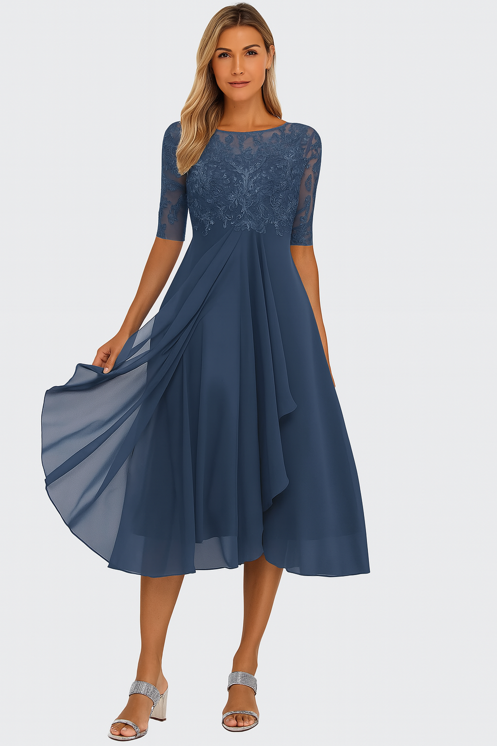 Ximena - Elegante Vestito in Pizzo per Donna al Ginocchio