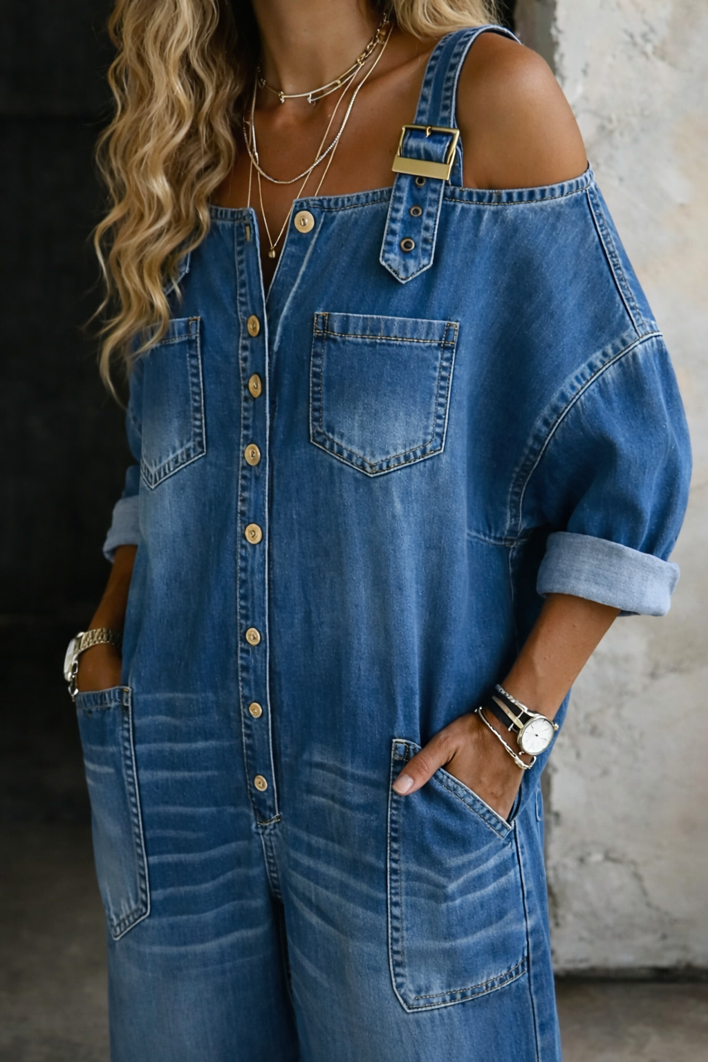 Sophia | Mono in denim senza spalline