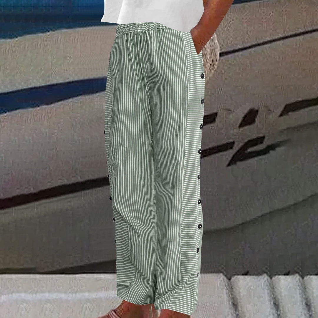 VIENNA – PANTALONI CON DETTAGLI A BOTTONI A RIGHE