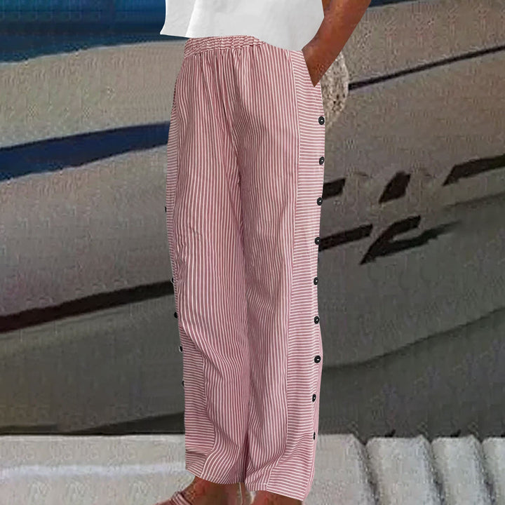 VIENNA – PANTALONI CON DETTAGLI A BOTTONI A RIGHE