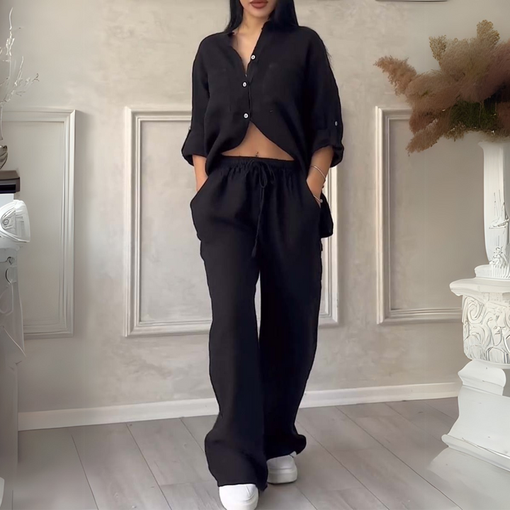 Fara | Insieme di Cotone e Lino di Lusso – Set Camicia e Pantaloni