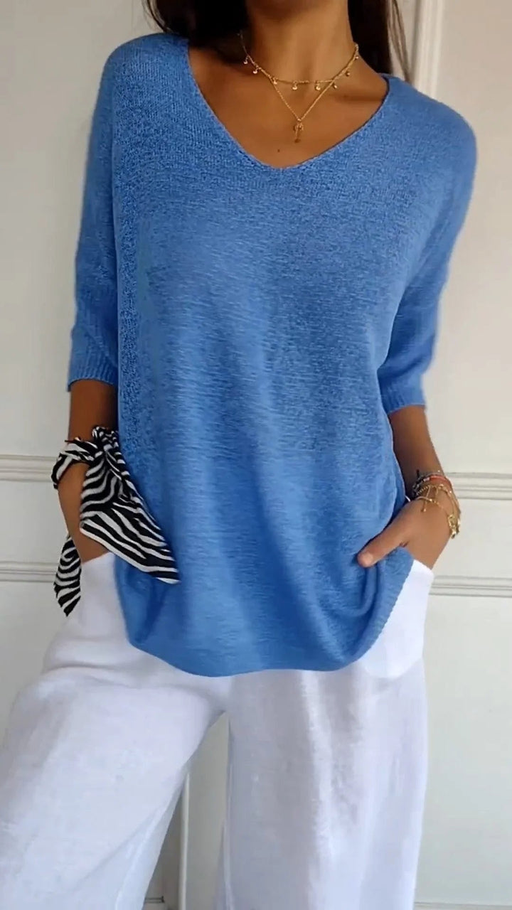 Top Primaverile con Scollatura a V