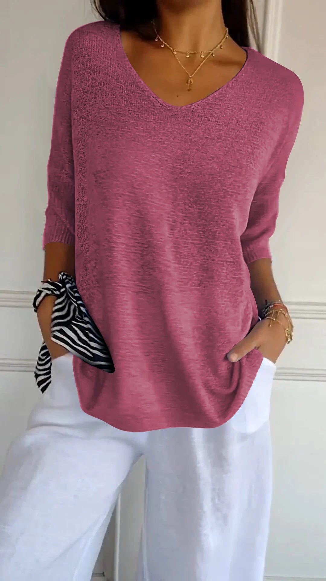 Top Primaverile con Scollatura a V